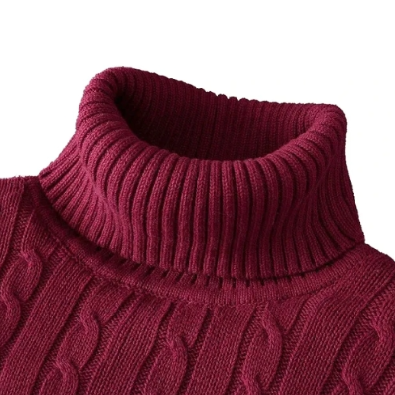 Men's High Neck Sweater Solid Color Pullover Knitted Warm Casual Turtleneck Sweatwear Woolen