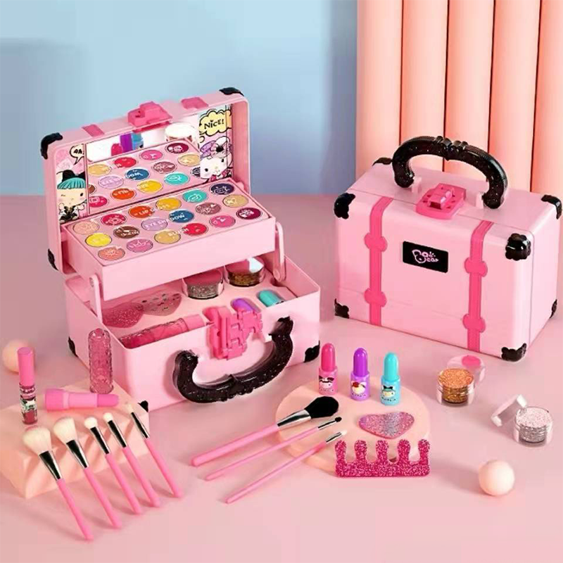 Children Makeup Cosmetics Pretend Playing Box Princess Make Up Girl