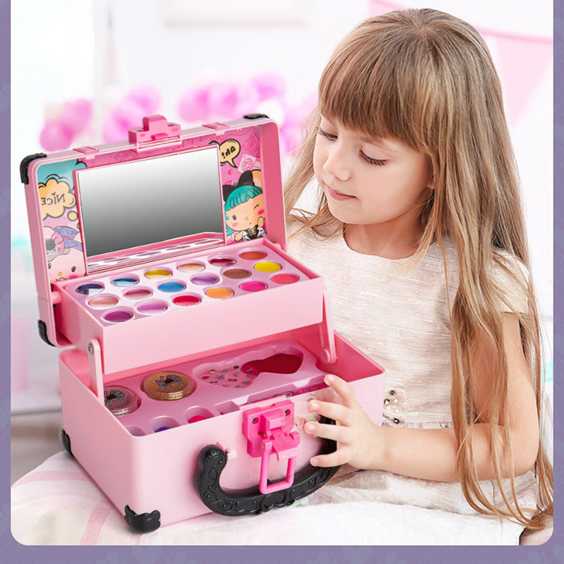 Children Makeup Cosmetics Pretend Playing Box Princess Make Up Girl