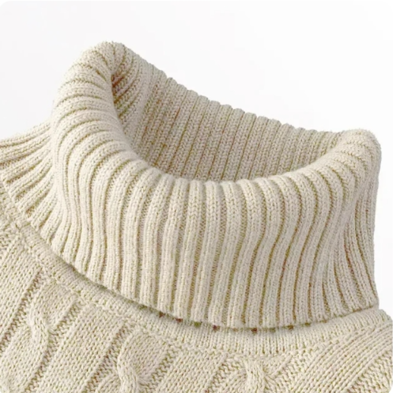 Men's High Neck Sweater Solid Color Pullover Knitted Warm Casual Turtleneck Sweatwear Woolen