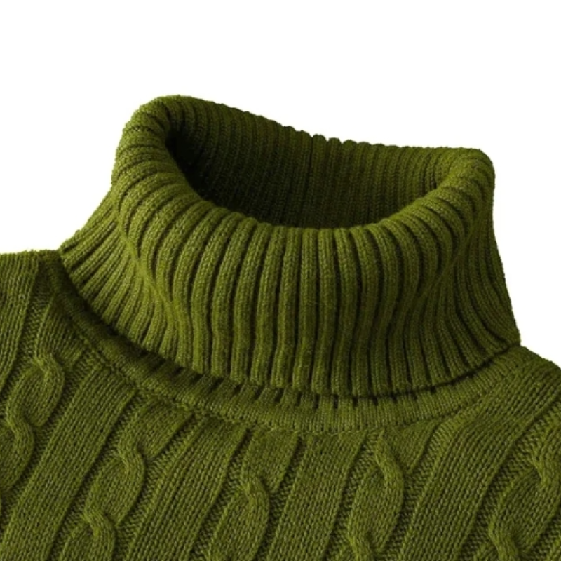 Men's High Neck Sweater Solid Color Pullover Knitted Warm Casual Turtleneck Sweatwear Woolen