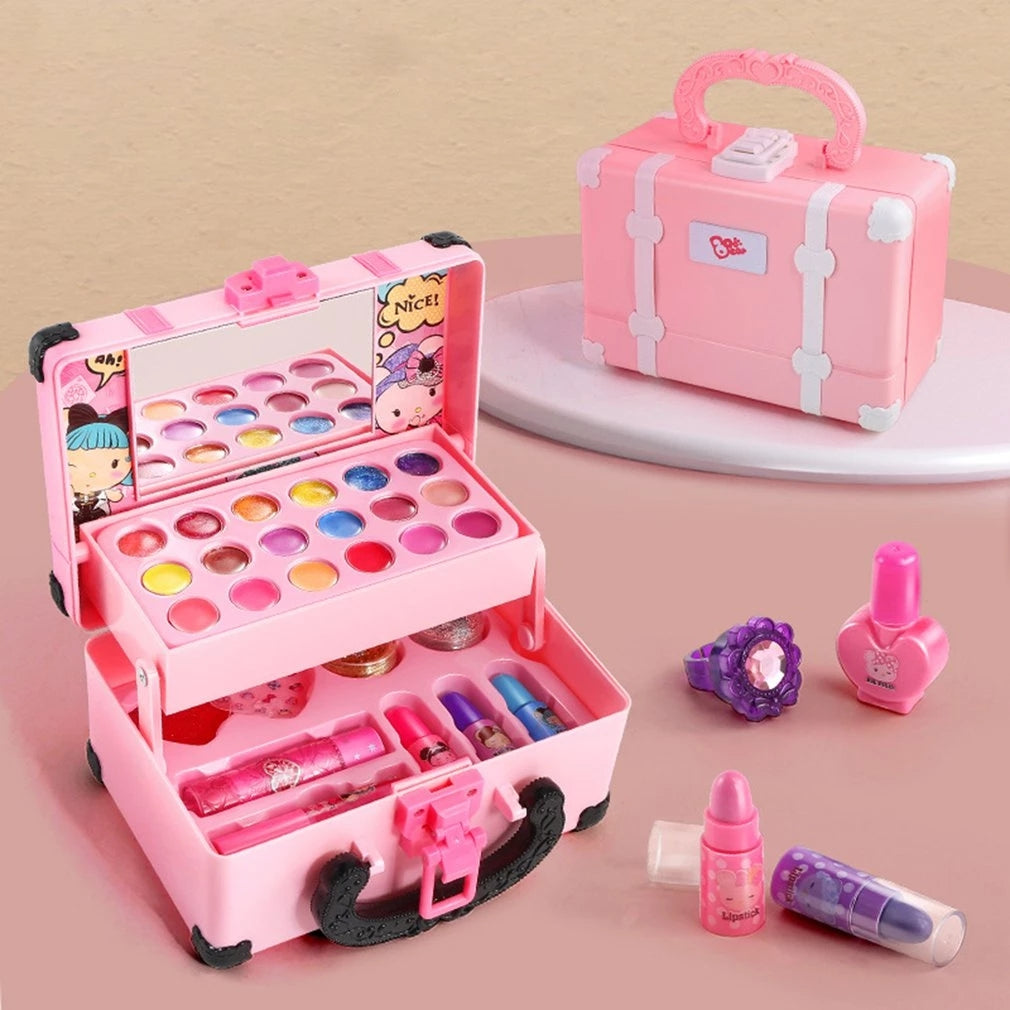 Children Makeup Cosmetics Pretend Playing Box Princess Make Up Girl