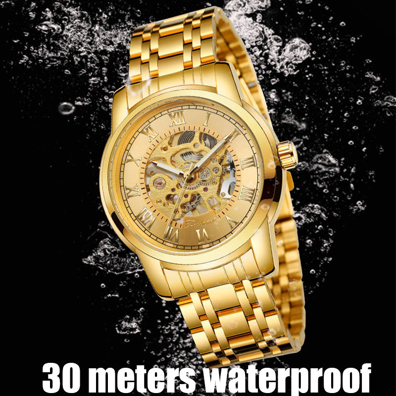 Fashion Casual Mechanical Men Watch Waterproof Stainless Steel Strap