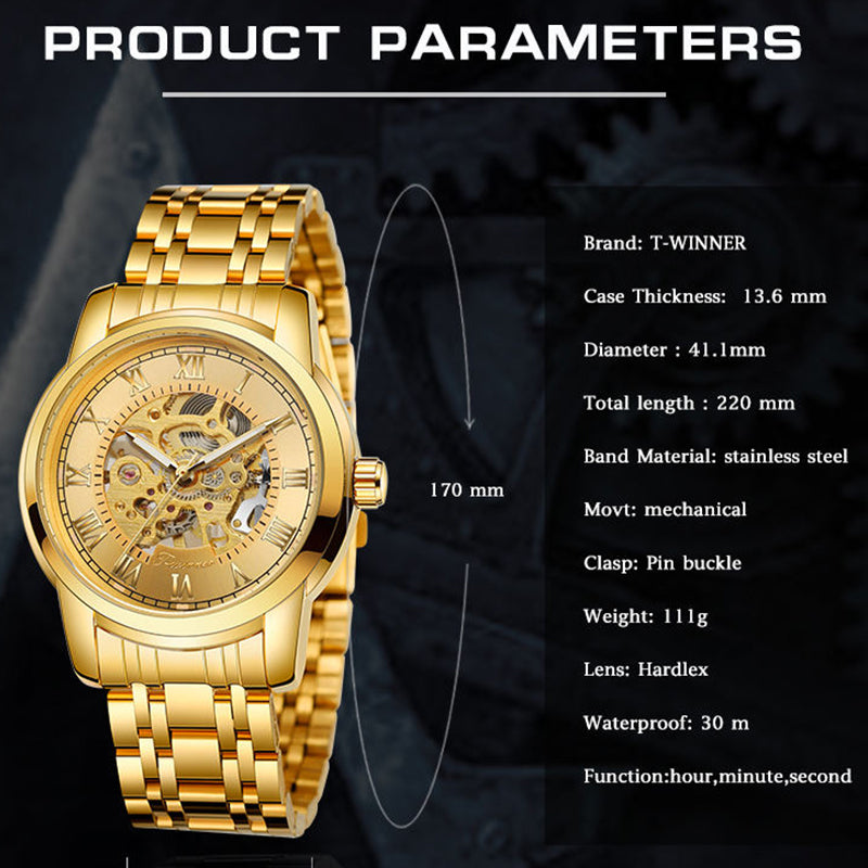 Fashion Casual Mechanical Men Watch Waterproof Stainless Steel Strap