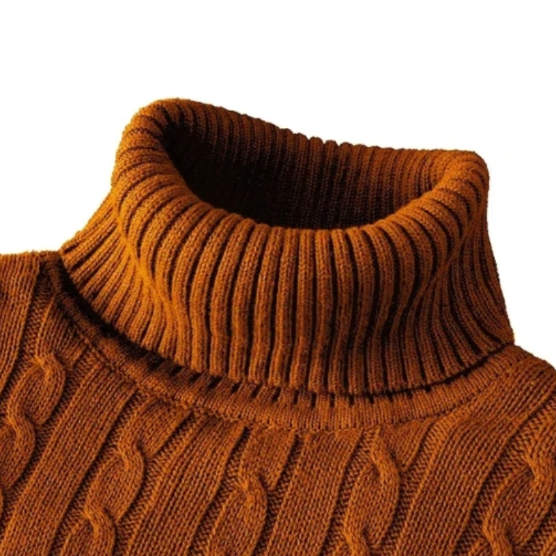 Men's High Neck Sweater Solid Color Pullover Knitted Warm Casual Turtleneck Sweatwear Woolen