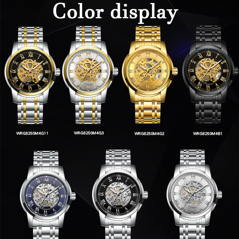 Fashion Casual Mechanical Men Watch Waterproof Stainless Steel Strap