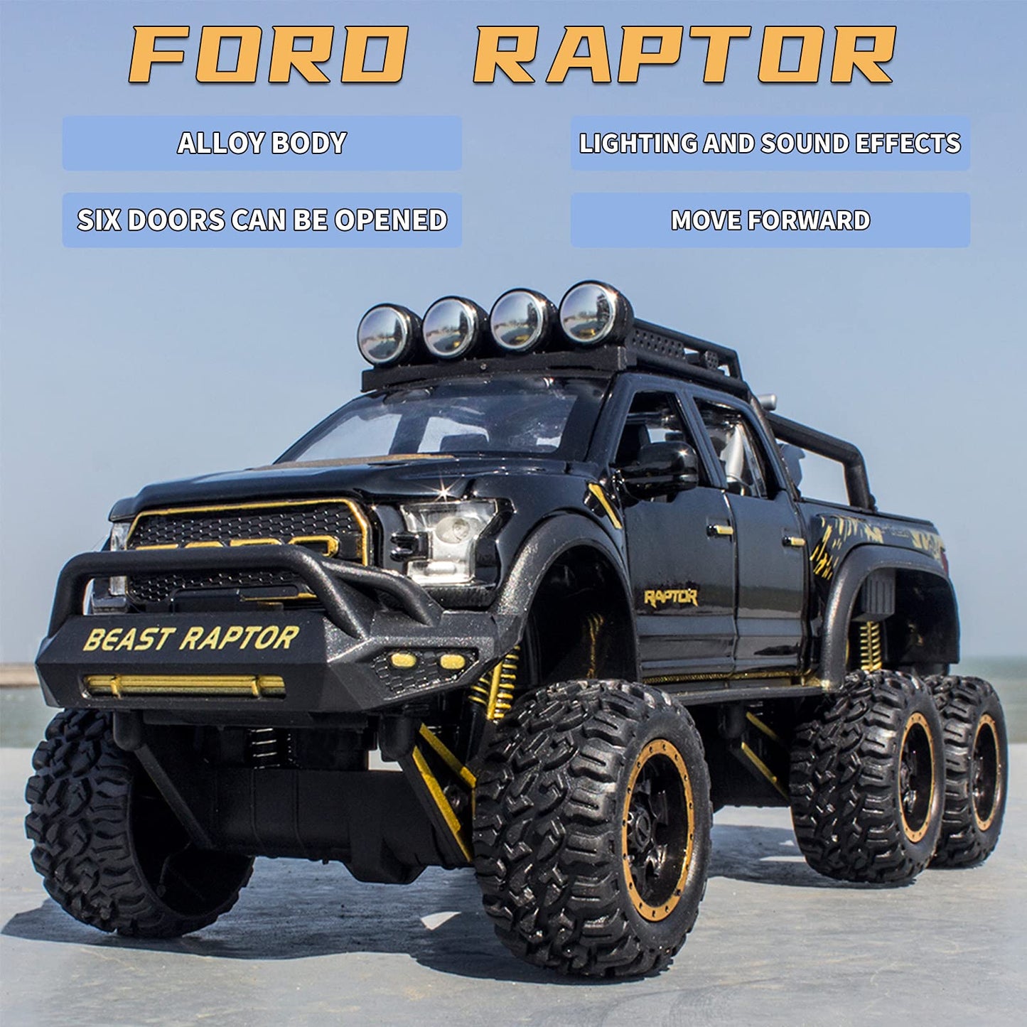 24 Ford Raptor F150 Simulation Alloy Pickup Off road Children's Car