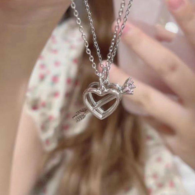 Trendy Love Heart Necklace Women Korean Crystal