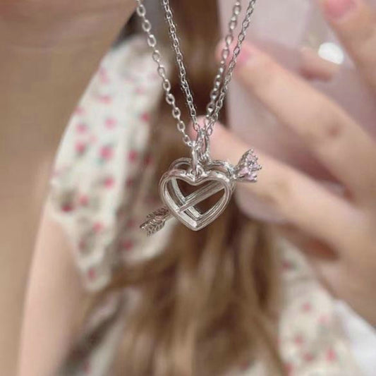 Trendy Love Heart Necklace Women Korean Crystal