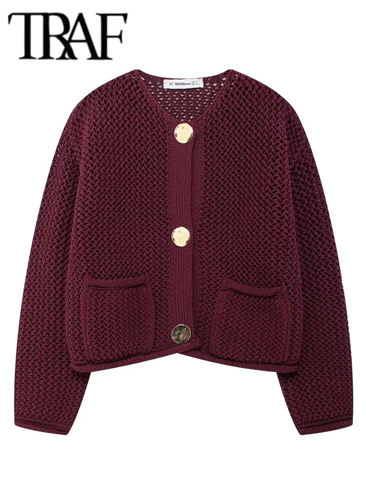 TRAF Autumn Winter Knitted Cardigans For Women