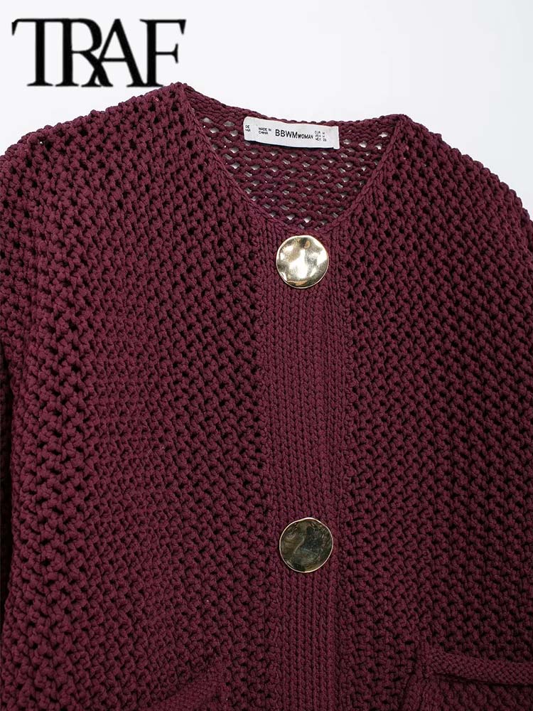 TRAF Autumn Winter Knitted Cardigans For Women