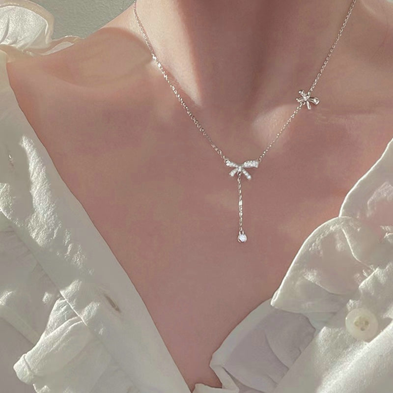 Trendy Love Heart Necklace Women Korean Crystal