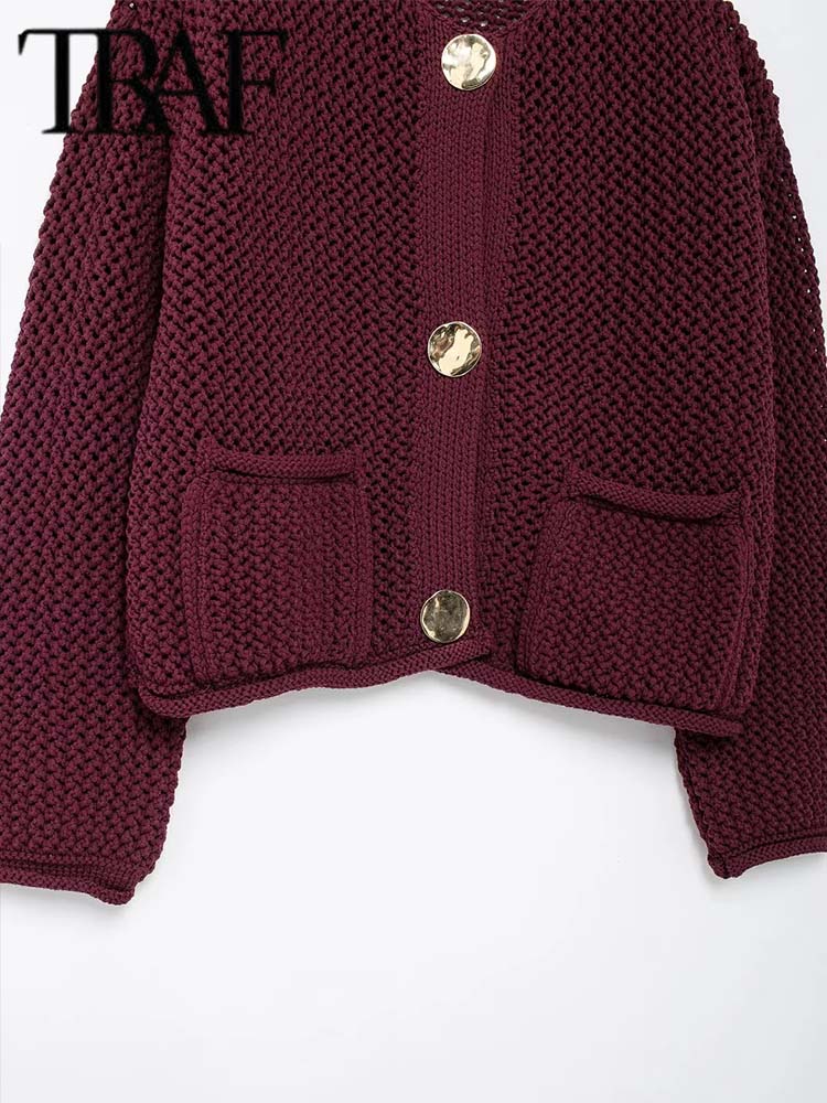 TRAF Autumn Winter Knitted Cardigans For Women